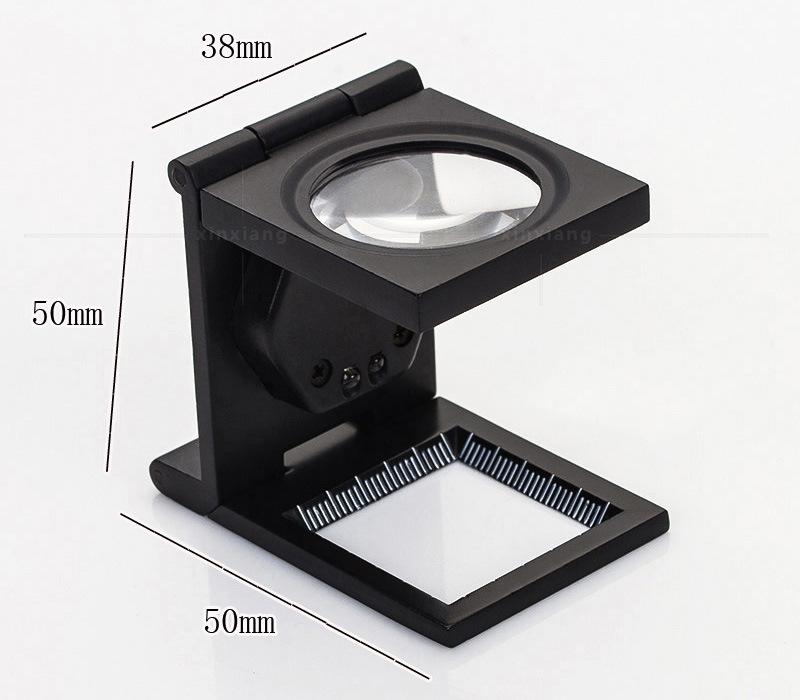 10X Foldable Magnifier All Metal Two Led Light Illumination Cloth Mirror Printing Paper Dot Textile Scale Magnifying Glass
