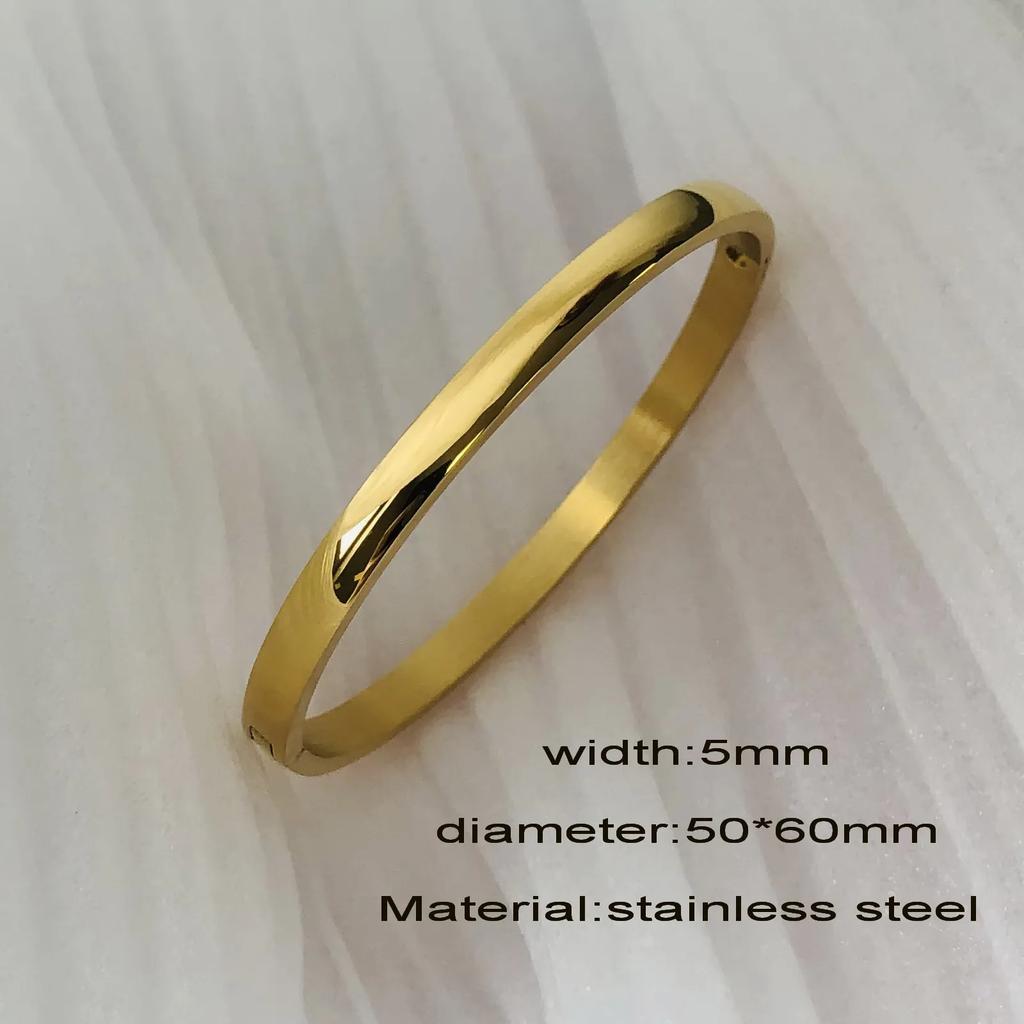 New Design Stainless Steel Zircon Inlaid Bracelets & Bangles for Women Gold Silver Color Waterproof Luxury Brand Jewelry Gifts