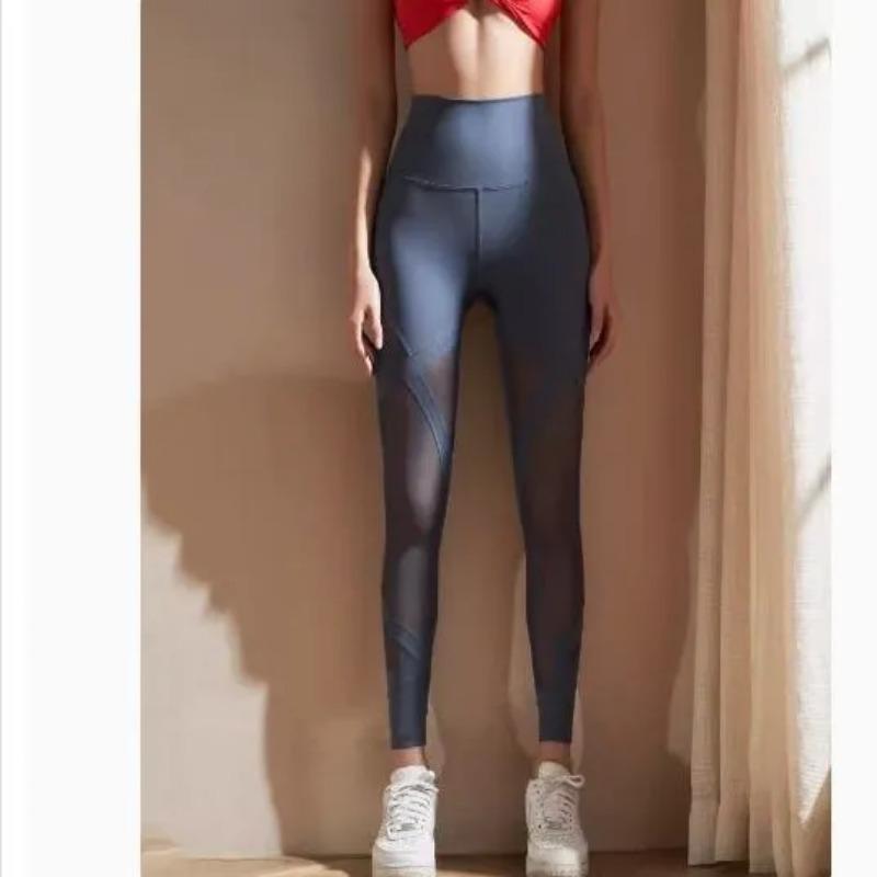 

Women s Grey High Waist Leggings Solid Color Workout Tights with Tummy Control S синий