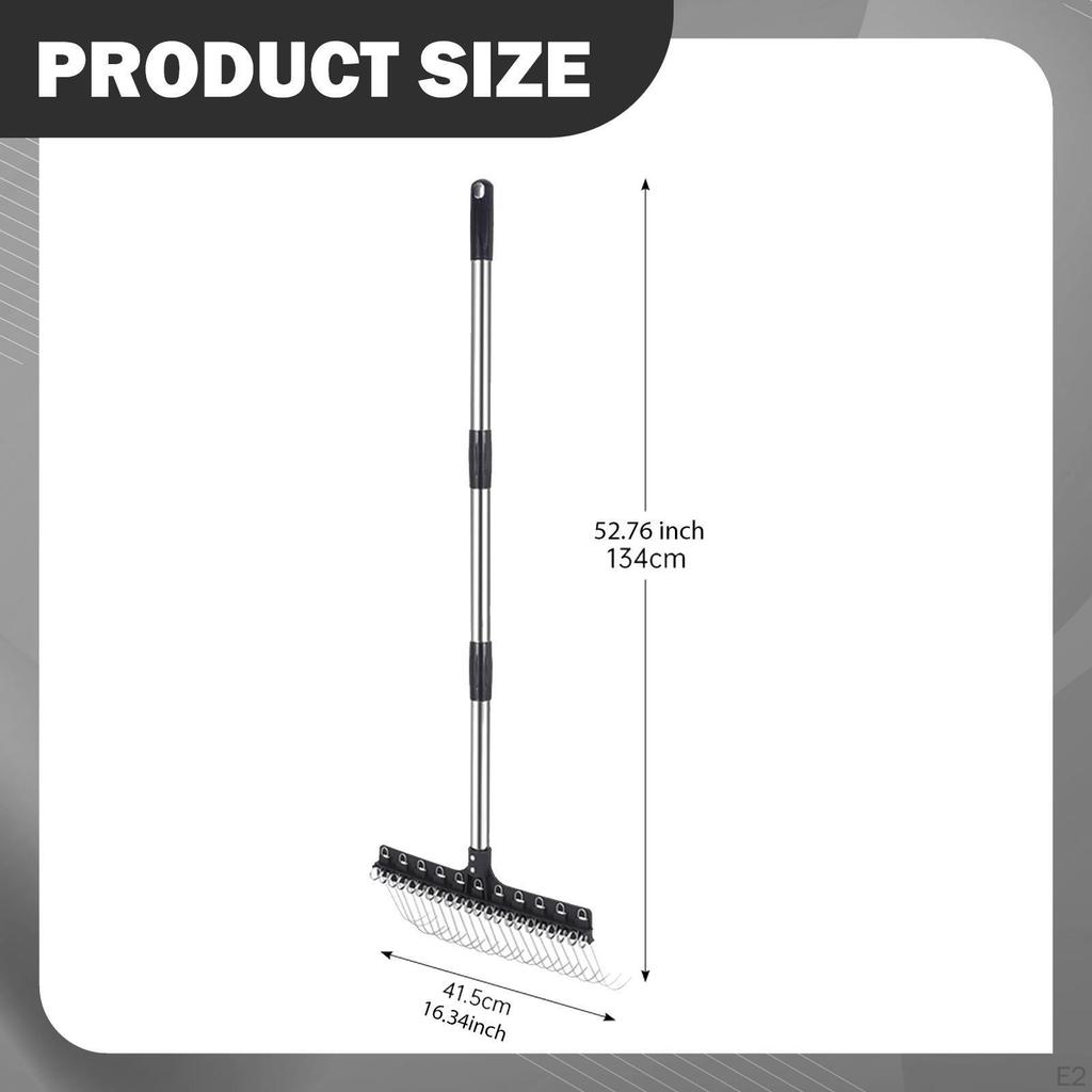 Long Handle Garden Rake Gardening Tool Garbage Lawn Yard Leaf Heavy Duty for Farm Outdoor