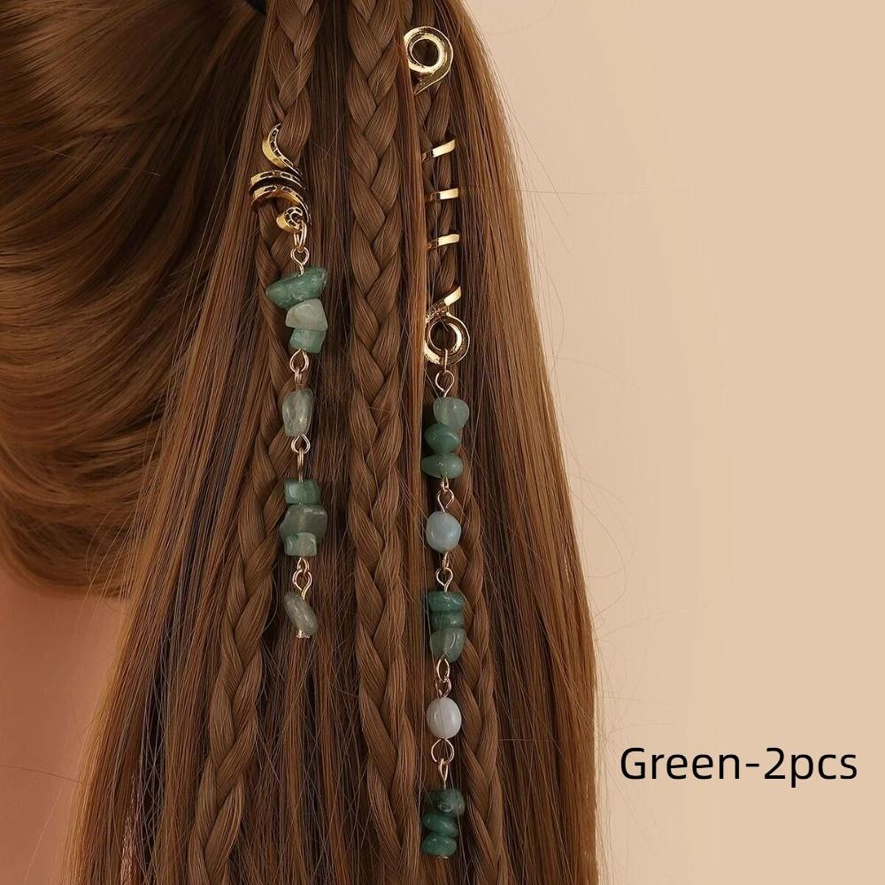 

Cute Dangle Dreadlock Colored Natural Stone Pendant Styling Hair Accessories Dreadlock Hair Jewelry Style 9