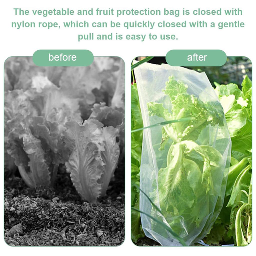 50/100Pcs Fruit Protection Netting Bags with Drawstring Reusable Grape Grow Bags Strawberry Cover Mesh Bags for Pest Control
