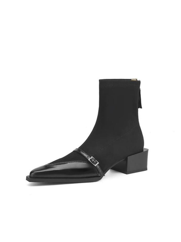 Niche Design Versatile Feeling Beautiful Pointed Short Boots 2025 Autumn and Winter New Elastic Thin Boots Thick Heel Women's Boots