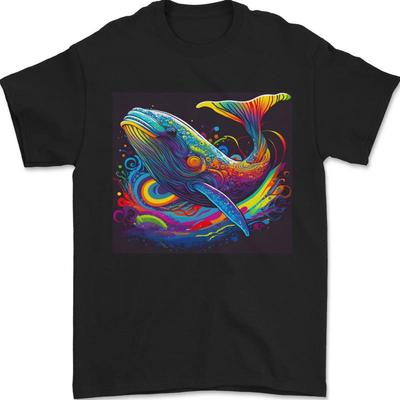 Un Colorido Fantasy Ballena Camiseta Hombre 100% Algodón T Shirt