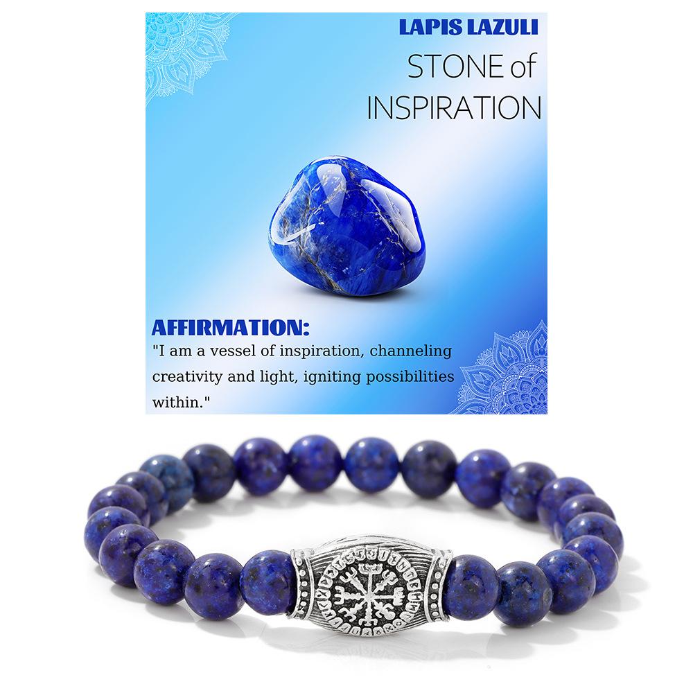 Viking Inspired Beaded Bracelet Stone Gemstone Rune Style Unisex Jewelry Gift