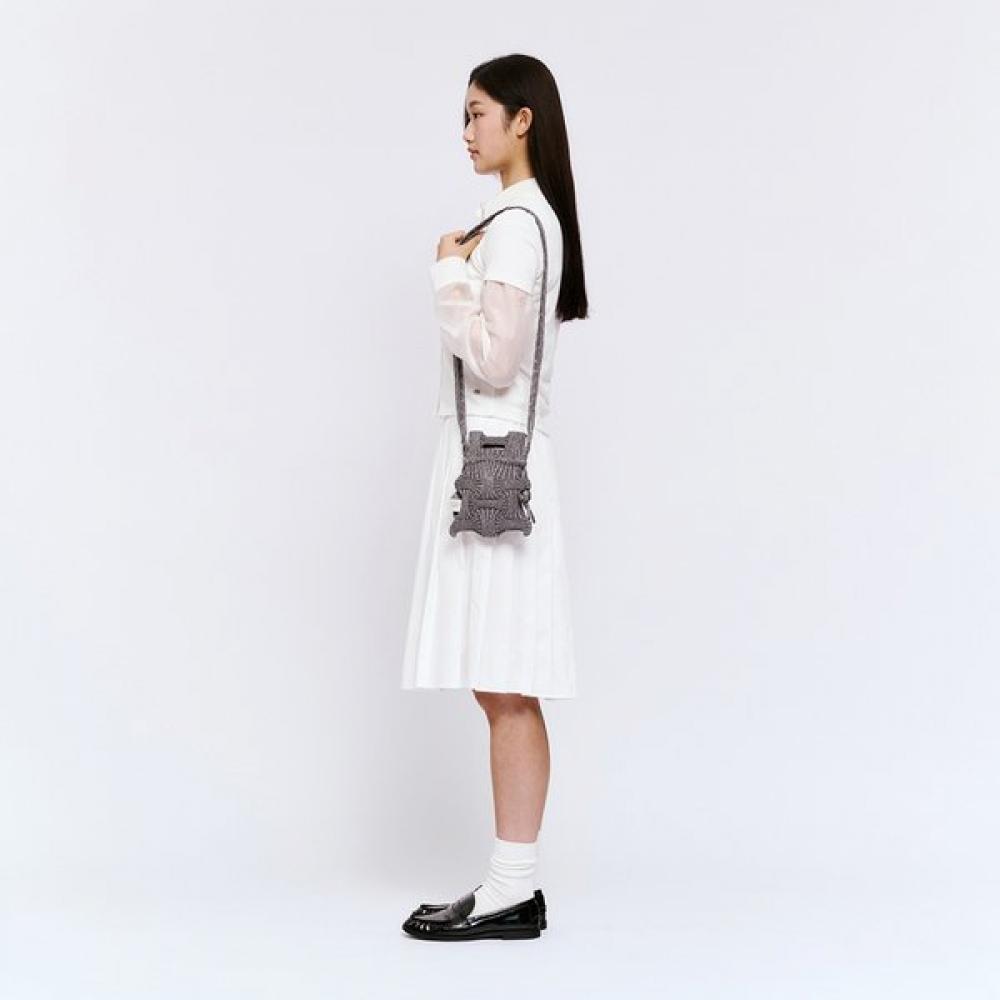 Pleatsmama Mini Crossbow Bag Glitter Stone Brown