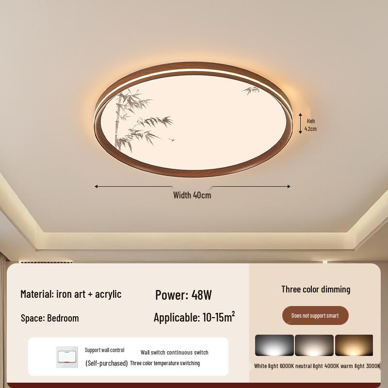 Walnut Chinese Song Style Ceiling Light for Living Room & Bedroom