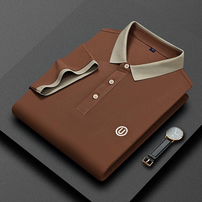 

Футболка с коротким рукавом, мужская деловая повседневная рубашка поло с вышитыми буквами на лацканах, мужская футболка с коротким рукавом M кирпич красный