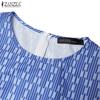 ZANZEA Women Casual Round Neck Loose Short Sleeve Print Dress Summer