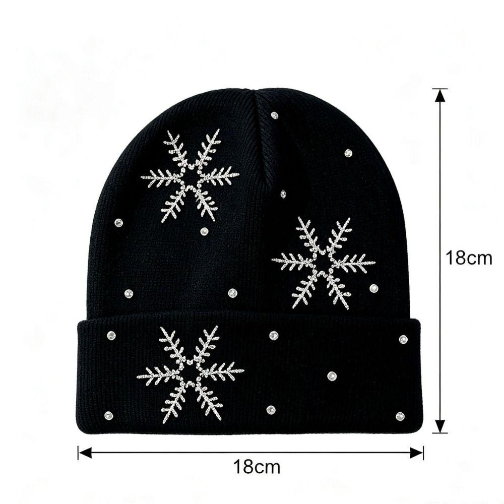 Rhinestone Children Knit Hat Knitted Fabric Snowflake Knitted Cap Kids Winter Wear