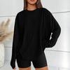 Yousheng Women Tops Round Neck Long Sleeve Solid Color Loose Fit Pullover Tops Soft Stretchy Casual Jumper Daily Wear