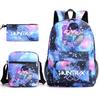 3Pcs/set Cartoon Printed Backpack with Shoulder Bag Pencil Case for Teenager Student Boy Girl School Bag Large Capacity Waterproof Bookbag Kid Gift