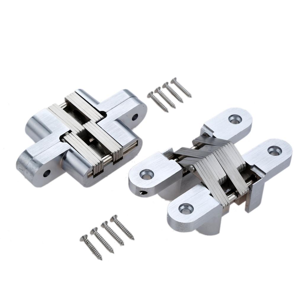2pcs Door Hinges 304 Stainless Steel Hidden Invisible Concealed Folding Heavy Duty Kitchen/Garage Gate Hardware W/screw Fitting