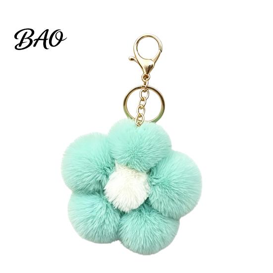 Plush Flower Keychain for Handbags, Five-petal Bag Charm, Soft Floral Keyring Accessory Fluffy Backpack Hanging Women