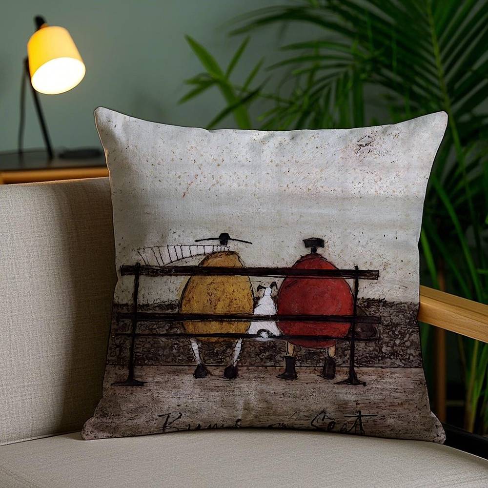 Pillow Case Painting S-Sam Toft Art Sofa Short Plush Double-Sided Hd Printing Room Home Office Gift Cushion Cover