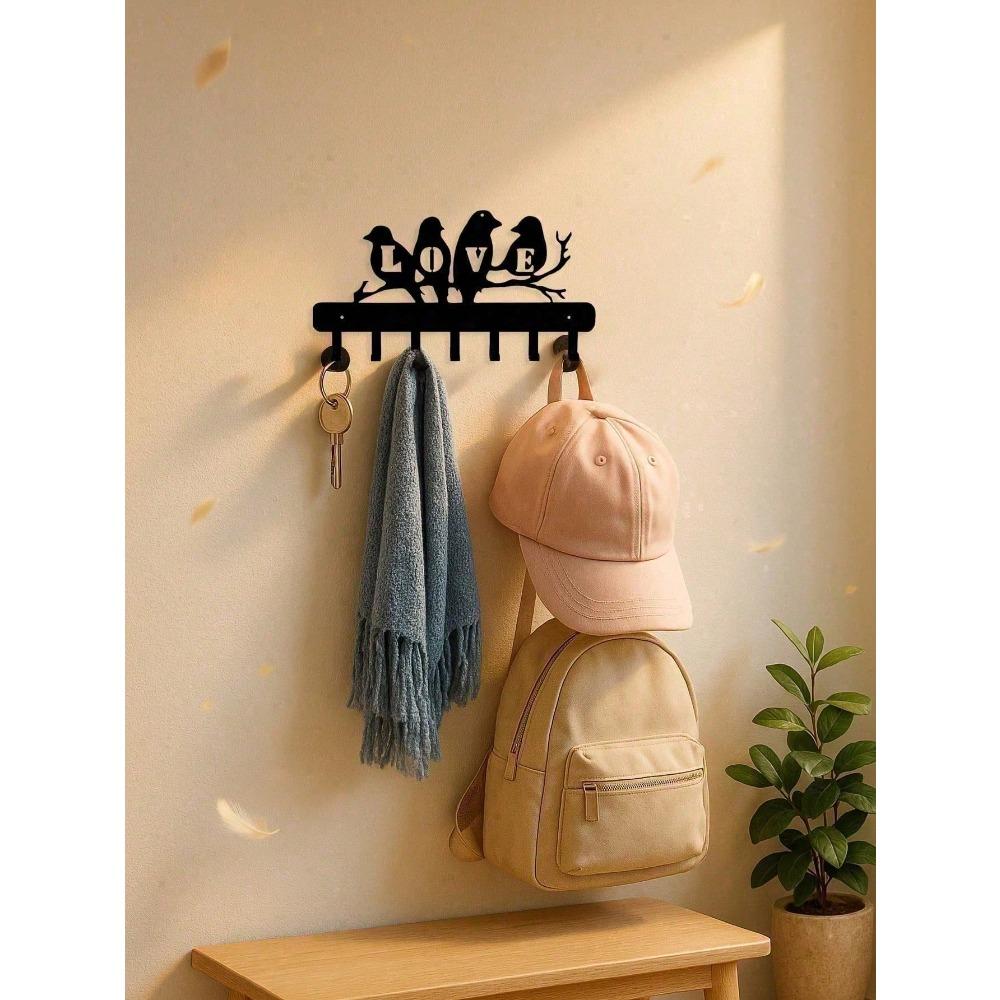 Stylish Metal Wall Mounted Coat and Key Rack for Entryway, Hats, Jackets, Umbrellas, Industrial Rustic Home Decor, Hallway Living Room Organizer