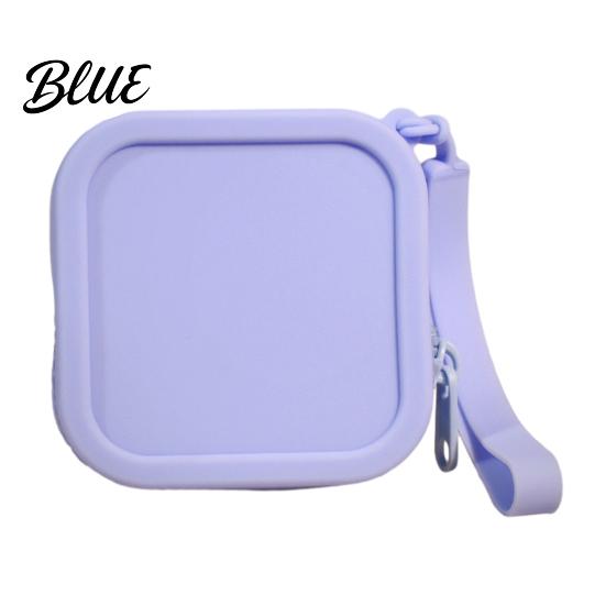 Small Silicone Coin Purse Pouch with Zipper And Wrist Strap Square Shockproof Durable Change for Kids Storage Bag Lightweight Compact Headphones
