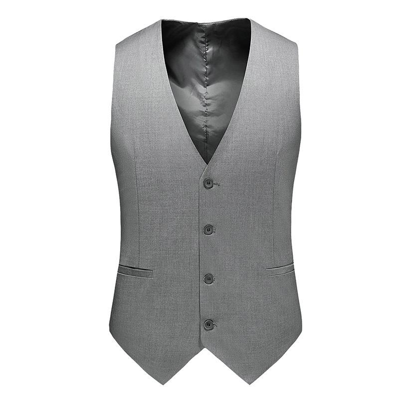 

KIDWHXR Man Vest New V-neck Simple Solid Color Slim Male Waistcoat Single-breasted Breathable Casual Versatile Men Suit Vest M сірий колір
