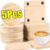 5Pcs Solid Wood Coffee Mug Coaster Heat Resistant Anti-slip Cup Mat Water Cup Base DIY Craft Painting Wood Engraving Decoration