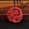 Cinnabar Vermilion Dragon Pendant: Auspicious Openwork Design for Peace and Prosperity