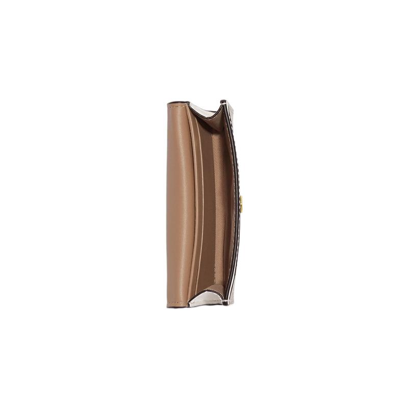 COACH Card Case 10 Classic Car and Horse Logo Logo Flip Canvas with Leather Wallet Card Holder Regular Women's White with Brown