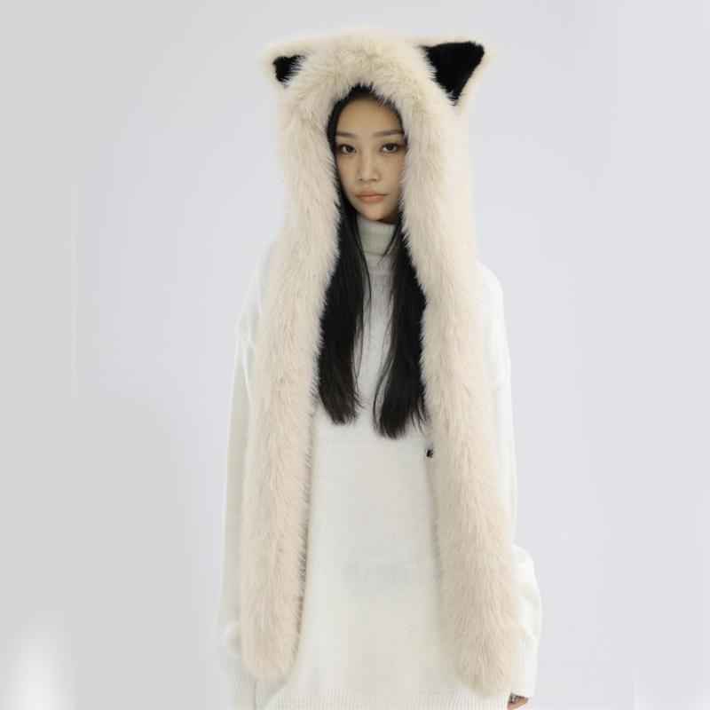 Thicken Warm Scarf Hat Lovely Foxs Ears Women Hat Outdoor Earflap Children Hat for Winter Warmth and Fashionable Look