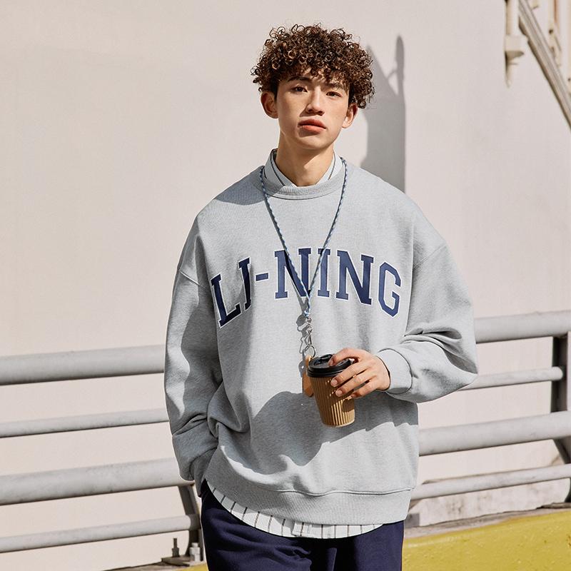 Li Ning Sports Life Collection Sweatshirt Unisex Heather Gray Light Smoke Gray AWDU785-3
