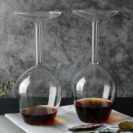 Inverted Wine Glass Set High Borosilicate Glass Heat-Resistant Goblets for Red White Wine Cocktails Unique Home Bar Gift