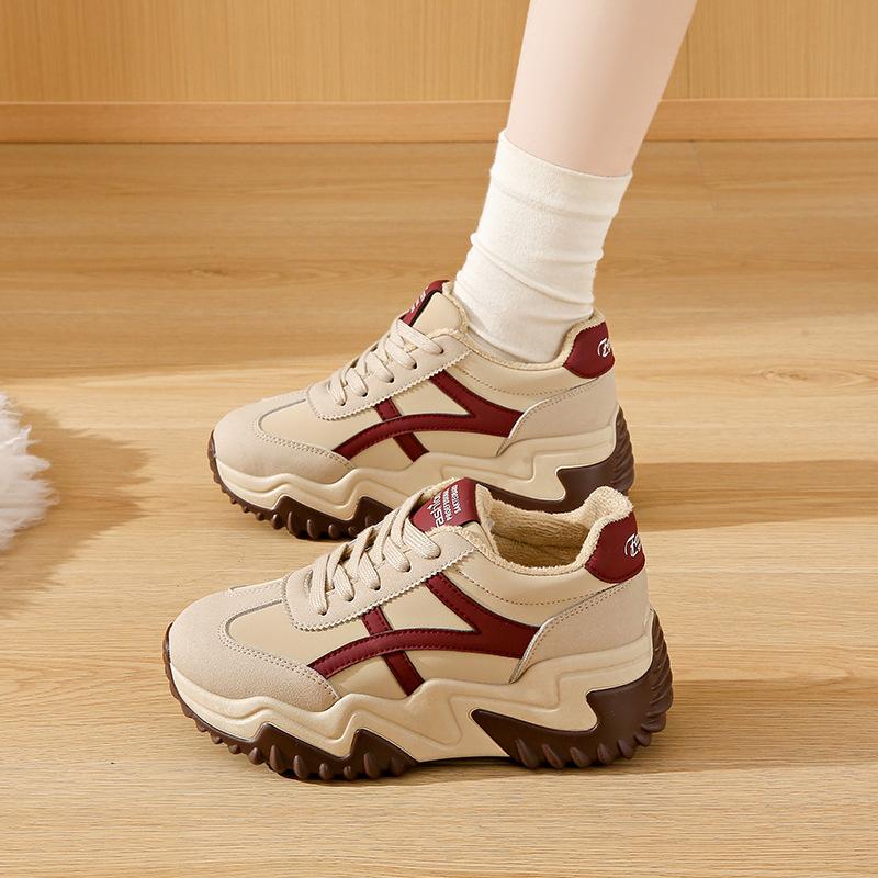 Fleece sports Forrest Gump shoes women's 2025 new versatile student running foreign style white shoes trendy warm casual shoes