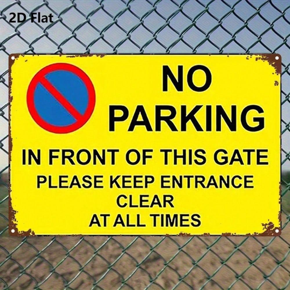 1pc No Parking Gate Sign 8x12in Metal Plaque, Durable Iron Art 2D Flat, Vintage Decor for Home Kitchen Bar Restaurant Bedroom