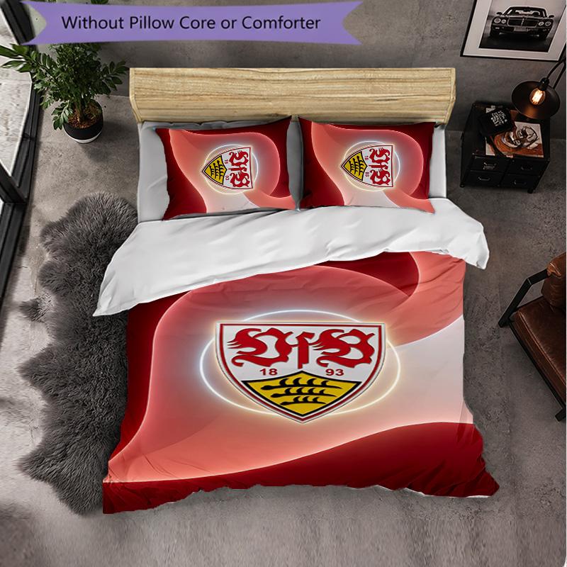 Set Biancheria da Letto Calcio VfB Stuttgart 3 Pezzi Morbido Set Copripiumino con Federe Set Decorazione Camera da Letto per la Casa