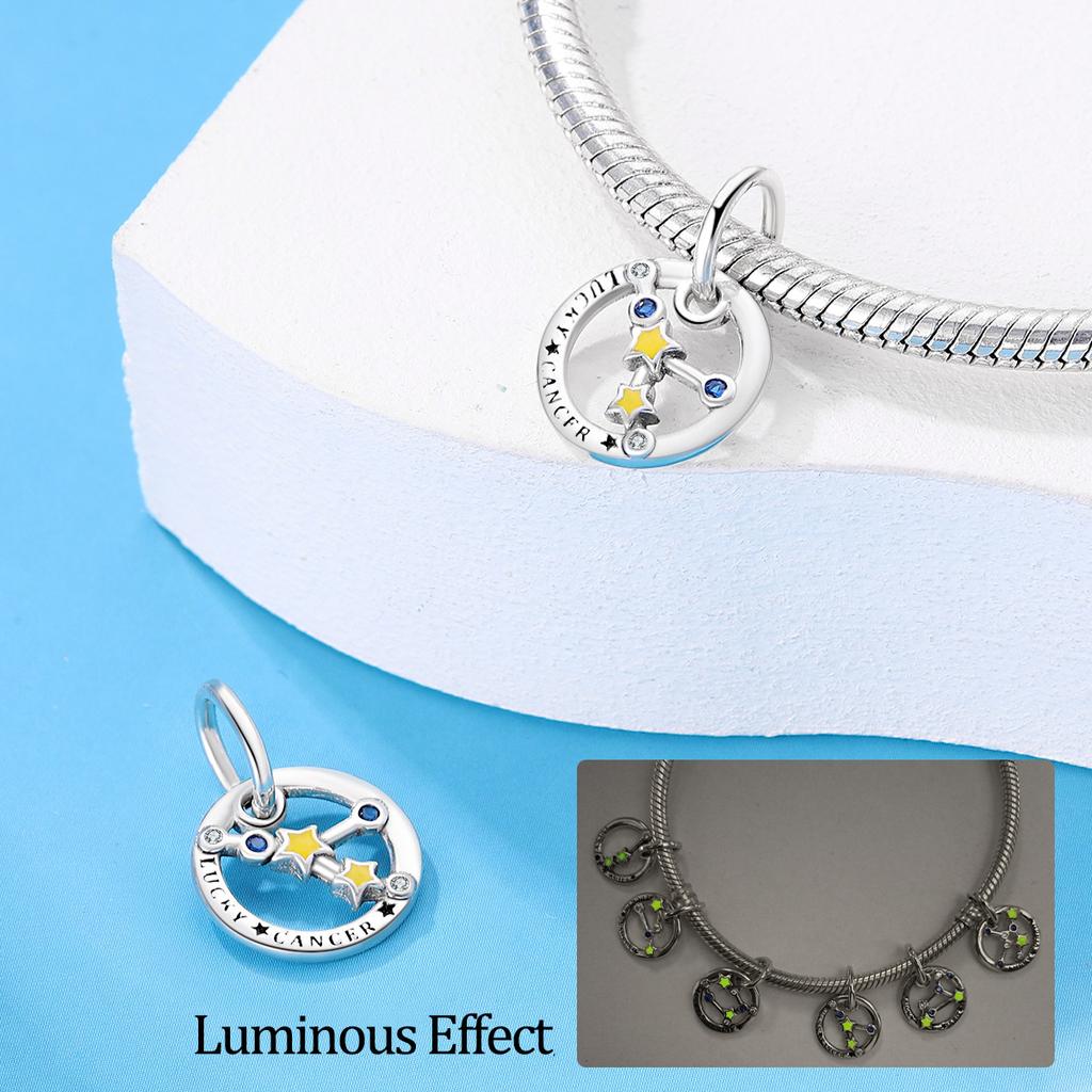 S925 Sterling Silver 12 Constellation Pendant Virgo Gemini DIY Jewelry Accessories