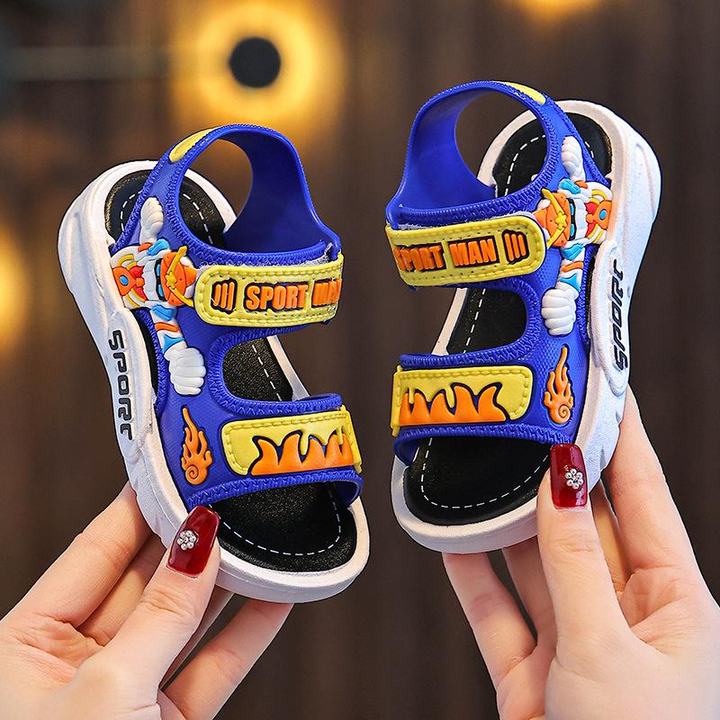Boys' Summer Sandals Anti-Slip Soft Bottom Velcro Casual Beach Shoes Girls' Baby Shoes Comfortable PVC Material Easy to Wear