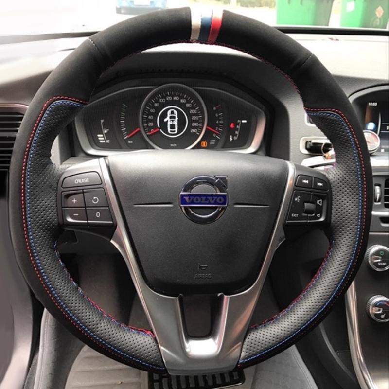 Hand-stitched black brown Leather non-slip car