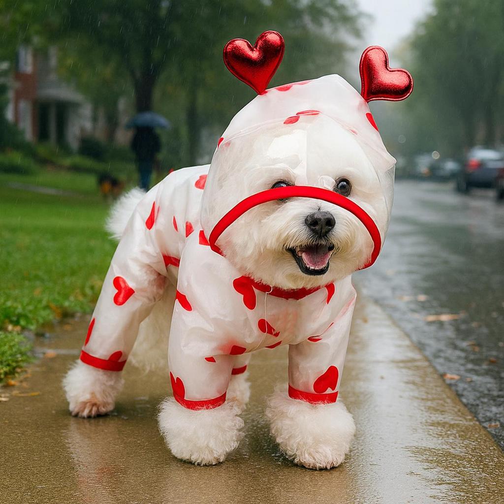 Spring/Summer Transparent Waterproof Raincoat for Small to Medium Dogs, Rainbow Design - Ideal for Teddy & Bichon Frise