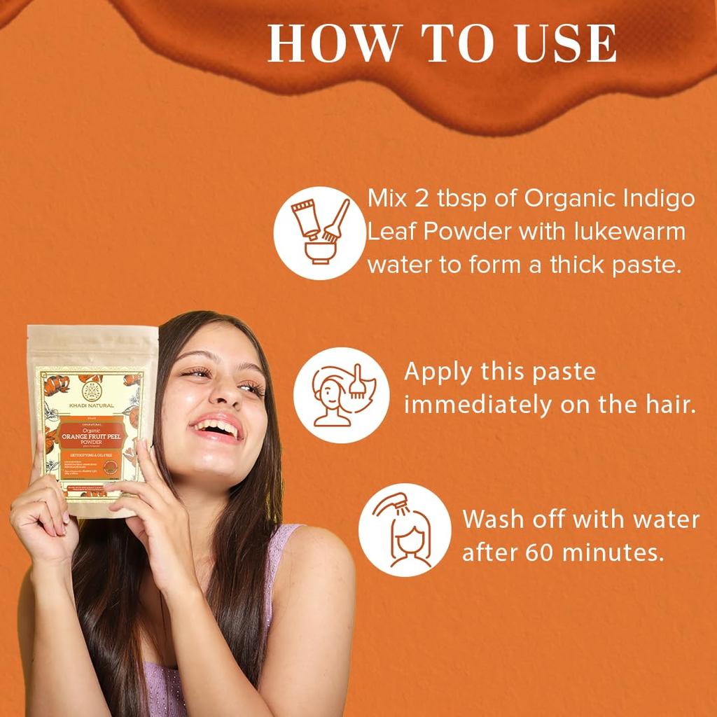 KHADI NATURAL Orange Fruit Peel Organic Powder 100 Gm | Brightening Exfoliating Face Mask for All Skin Types
