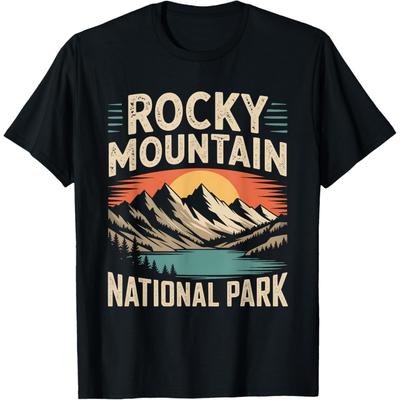 Retro Rocky Mountain National Park Hiking Camping Outdoor T-Shirt