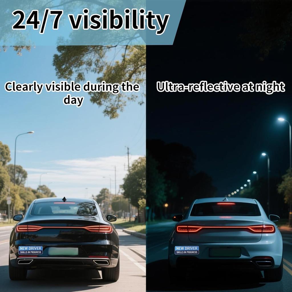 3 Pcs New Driver Magnetic Car Stickers, 10x3.5in Reflective Magnetic Bumper Sticker Set Removable Novice Driver Safety Attention Sign Decal for