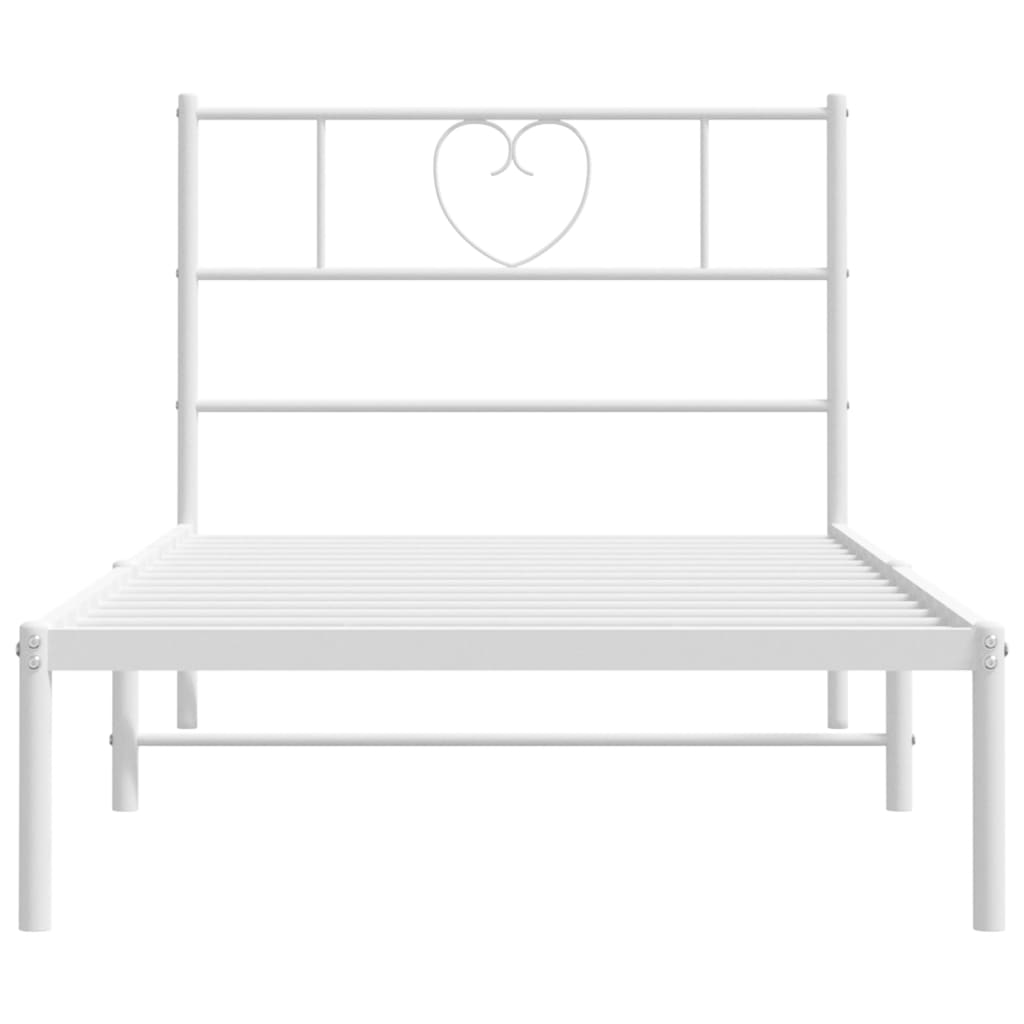 Metal Bed Frame with Headboard White 80x200 Cm