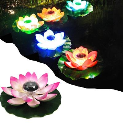 1PC Solar Lotus Lampe Künstliche Schwimmende Brunnen Pool Garten Nachtlicht Teich Landschaft Dekorationen
