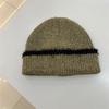 New autumn and winter big head circumference warm thickened knitted hat striped face small wool hat women