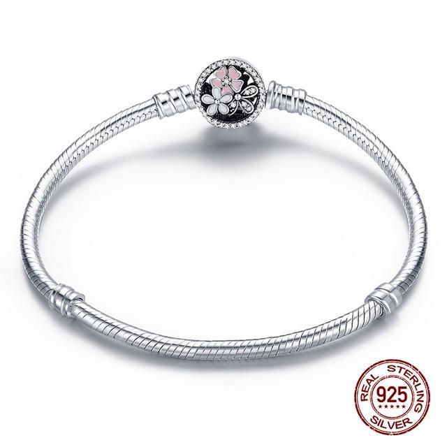 925 Sterling Silver Bracelet –Barrel Snap Clasp ,Cubic Zirconia ,Bangle Bracelet ,Chain Bracelet ,Charm ,Sizes 17 –21