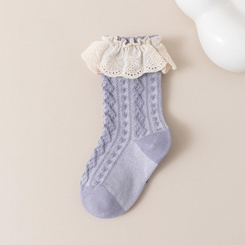 Baby Socks Spring Andautumn Styles Children's Socks Lace Socks Class A Cotton Mid-calf Socks Girls' Short Socks Infants and Toddlers 0-5 Years Old