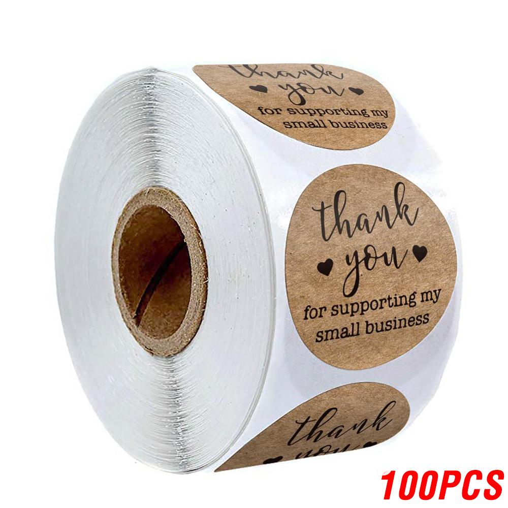 100-500pcs Thank You Sticker Love Scrapbook Sticker Envelope Packaging Stamp Handmade Stationery Label Kraft Paper Stickers