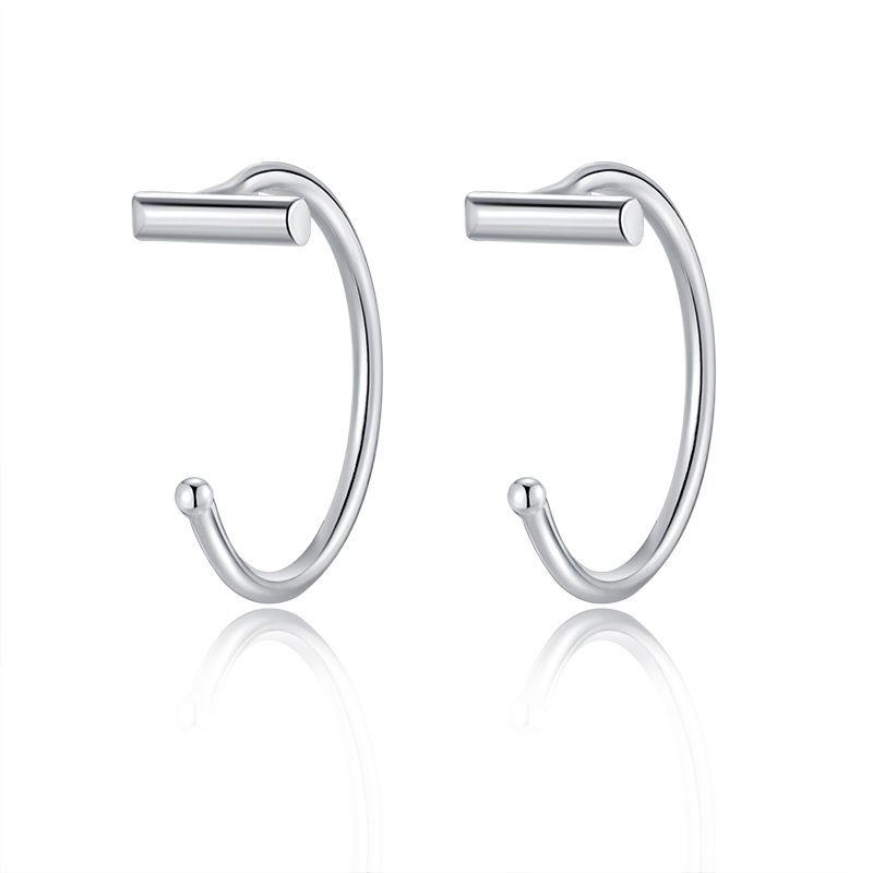 

Ear-Caring Earrings for Women Minimalist 999 Sterling Silver Stud Earrings 2025 New Arrival Best Selling Stylish Ear Clip Anti-Drop [999 silver] a pair of word earrings