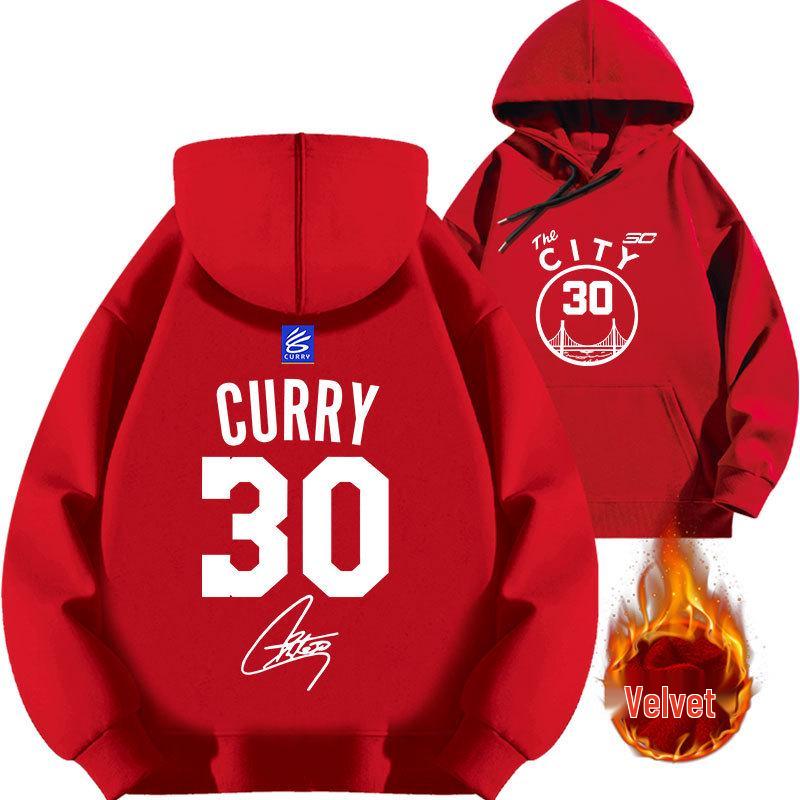 2025 Curry #30 Warriors Hoodie - Thickened Velvet Basketball Sport Top