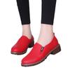 2024 Plus Size Korean Style Women's Mid-Heel Slip-On Leather Casual Shoes
