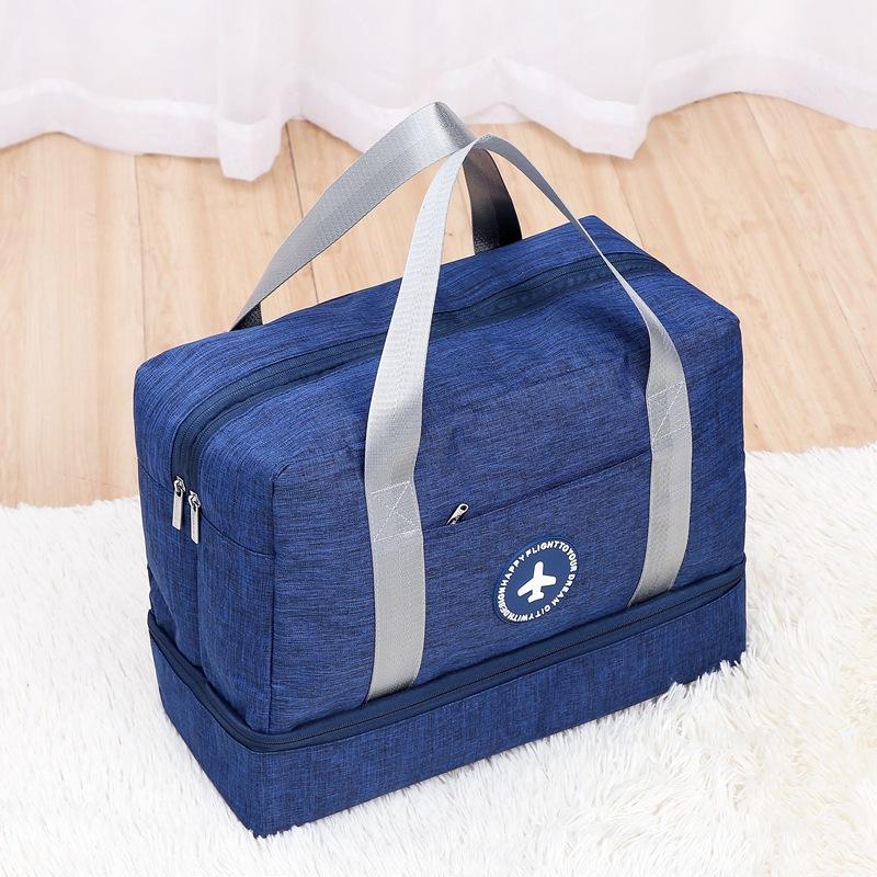 

Дорожня сумка великої місткості. Чоловіча та жіноча сумка для розділення вологих і сухих речей. Водонепроникна спортивна сумка для зберігання одягу. темно-синього кольору