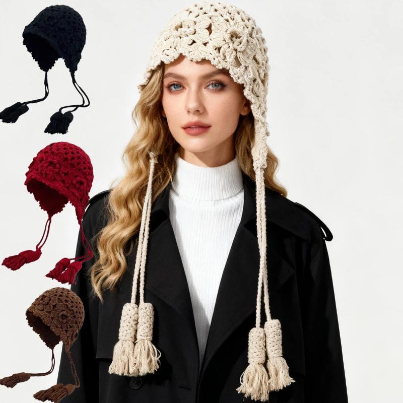 Fancy Girls Outdoor Travel Woman Hollowed-out Knitted Fashion Hat