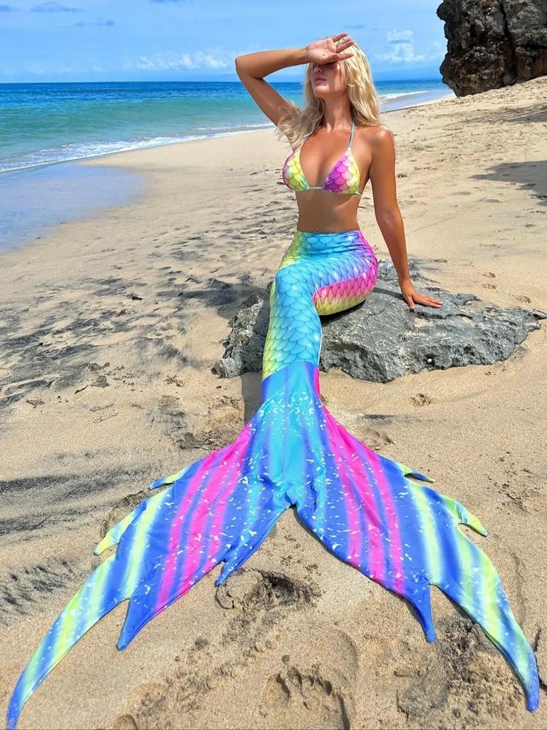 Nowy Europejski i Amerykański Strój Kąpielowy Syrenka Damski Trzyczęściowy Strój Kąpielowy Odzież Plażowa Bikini